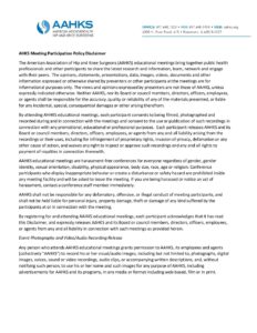 AHKS Meeting Participation Policy Disclaimer
