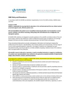 CME Policy Concerning Planners, Faculty and Contriubtors