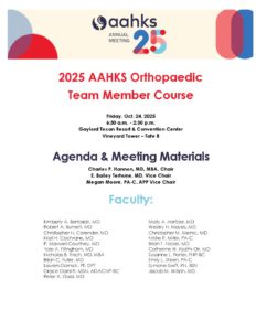 Orthopedic Team Member Course Agenda – FINAL